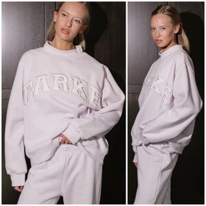 New PARKE Varsity Mockneck Sweatshirt in Lilac SZ XXL